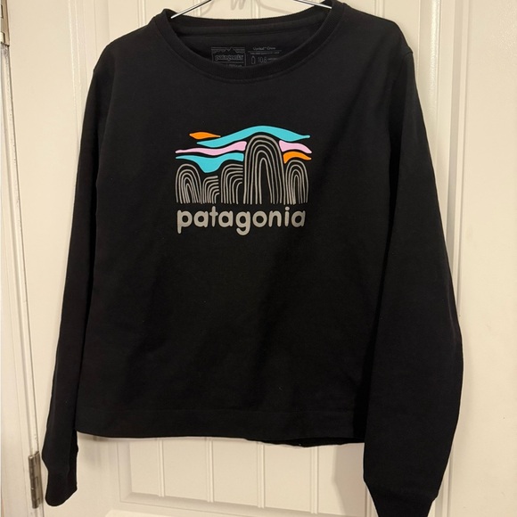 Patagonia Tops - Patagonia Black Sweatshirt with Colorful Logo